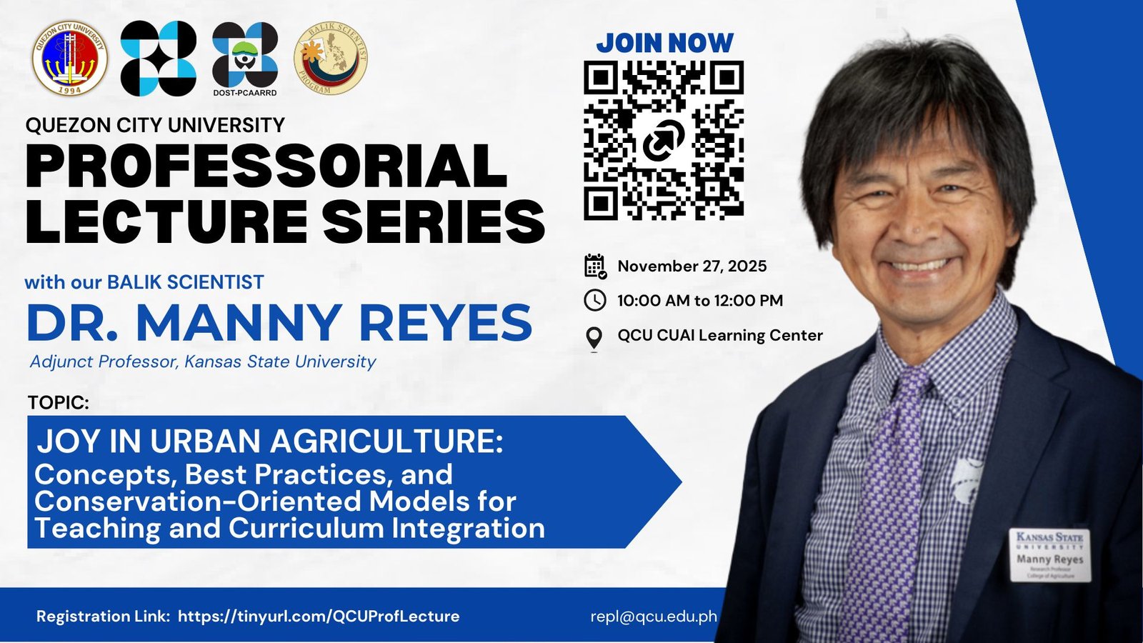 QCU Welcomes Dr. Manny Reyes as Balik Scientist; Launches Professorial Lecture Series