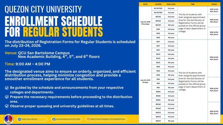 QCU Sets COR Distribution for Regular Continuing Students