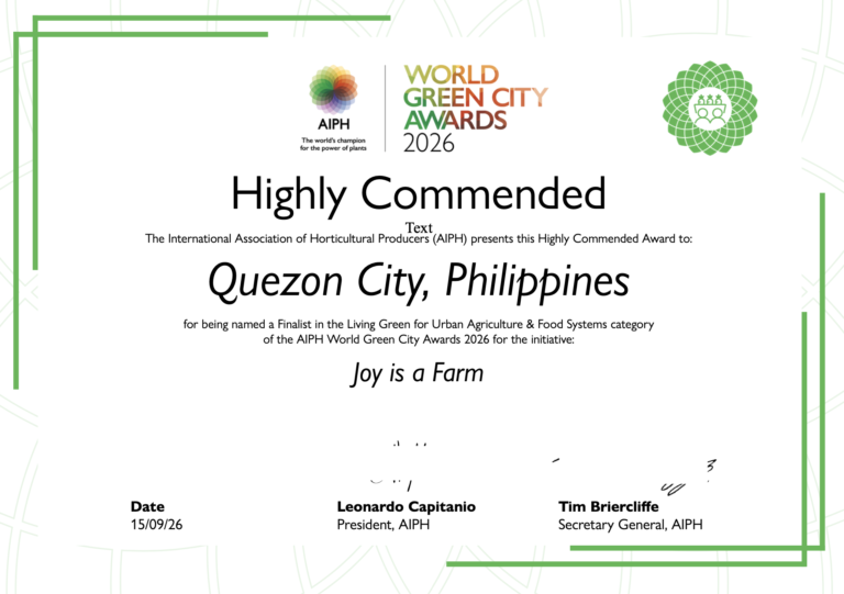 QC’s “Joy is a Farm” Earns International Recognition at AIPH World Green City Awards 2026