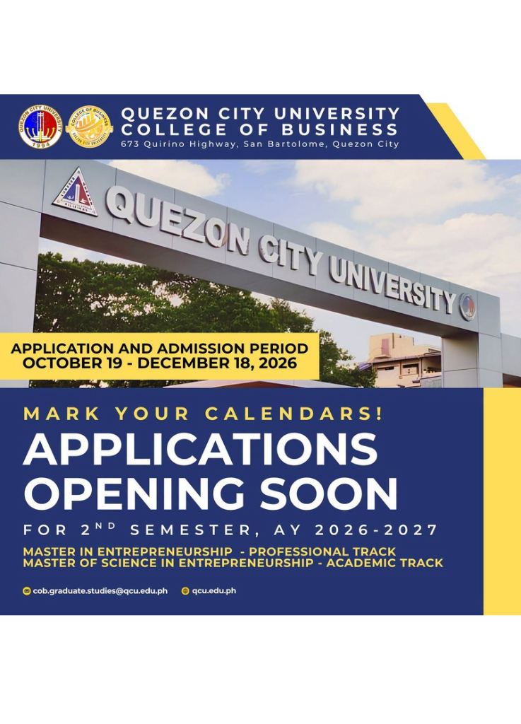 QCU Opens Applications for Graduate Entrepreneurship Programs for 2nd Semester